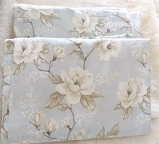 Curtains Pair Dunelm  Pale Duck Egg  Cotton Floral Pattern Width 66” X 90” Drop