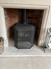 Stylish Black Matt Metal Fire guard with Decorative Handle