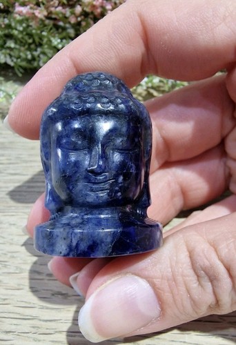 Sodalite crystal buddha head - buddha,
