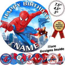 Spiderman Cake Topper Personalised Decoration Circle Edible Icing