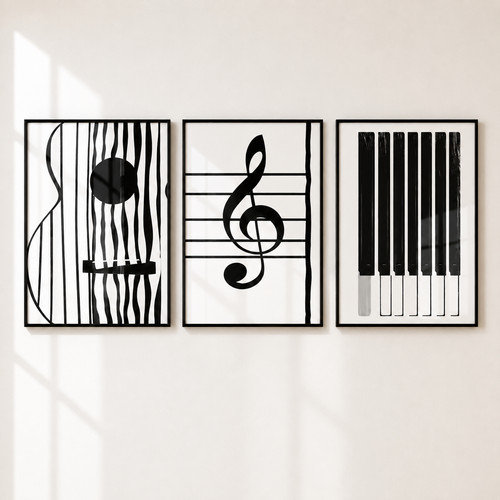 Set music prints guitar - set, 3