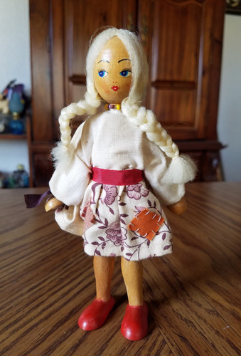 Vintage polish wooden peg - wooden, doll