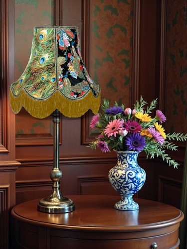 Proud peacock feathers table