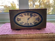 RARE Vintage Desk CLOCK Yantar Jantar Wooden Table Soviet USSR