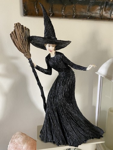 Witch holding broomstick - witch,