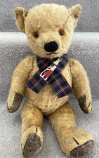 Antique Vintage Golden Mohair Chad Valley Teddy Bear W/ Hare Brooch