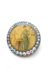 Vintage Pierre Bex Design Aroura Borealis Crystal Lady Picture Brooch Pin