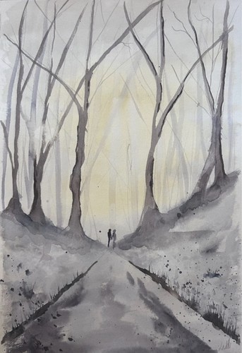 Signed watercolour painting - signed,