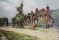 1906 Antique print Thatched Cottage at Long Wittenham, Oxfordshire. 117 yrs old.