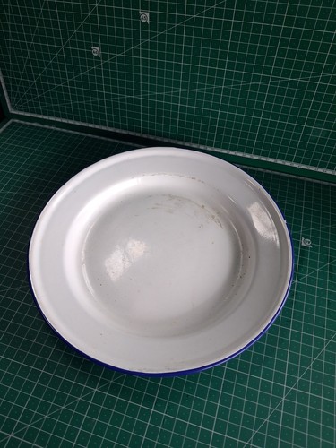Metal enamel plate white with - metal, plate.