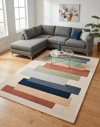 Hand tufted geometric wool - hand,