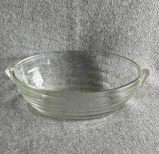 Vintage Phoenix Ribbed Oval Casserole Dish With Handles Like Pyrex Clear Glass