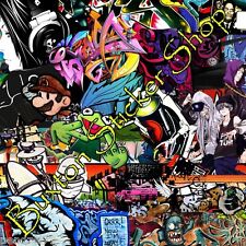 Graffiti Street Art Big  Sticker Bomb sheet Euro  Vinyl Decal Wrap Van Car retro