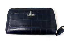 VIVIENNE WESTWOOD blue MOC CROC leather PURSE wallet long CONTINENTAL