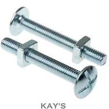 ROOFING BOLTS WITH SQUARE NUTS CROSS SLOTTED DOME HEAD SCREWS ZINC M5 M6 M8 M10