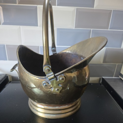 Vintage brass coal - coal, scuttle