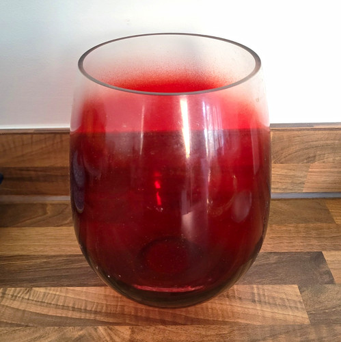 Large red glass vase - large,