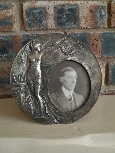 Vintage pewter lady photo - vintage,
