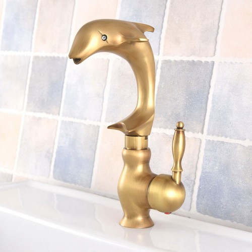 Antique brass dolphin bathroom - brass,