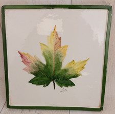 Hand painted Italian ceramic tile (Autumn leaf)
