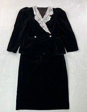 Black Velvet Pencil Skirt Suit