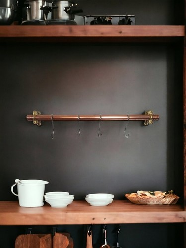 Copper pipe pan rail utensil - pan, rail,