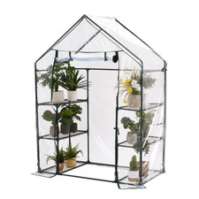 New Walk In Greenhouse PVC Plastic Garden Grow Green House with 4 Shelves
