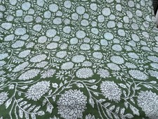 2.75 Yards  100 % Cotton fabric Block print  dressmaking crafts -Green