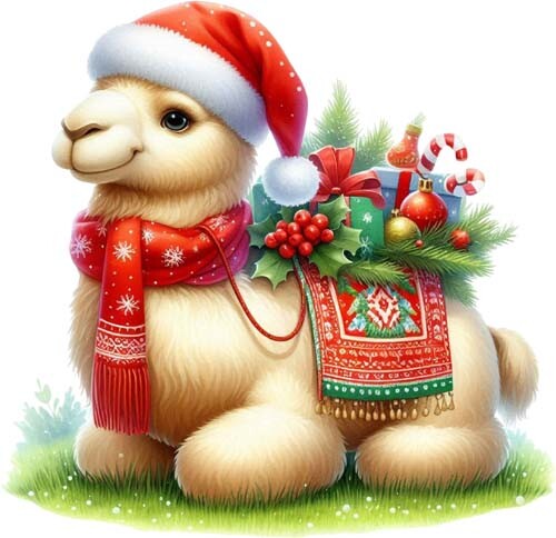 Colourful christmas camel - colourful, wall