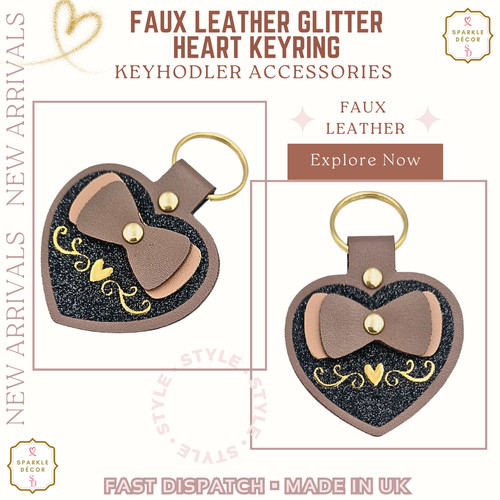 Leather heart keyring - leather,