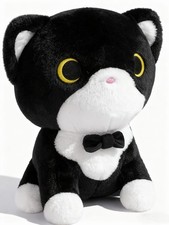Tuxedo Cat Plush Toy, Black