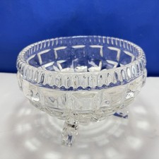 Vintage 4 Footed Heavy Glass Punch Bowl Lovely Piece 6" round