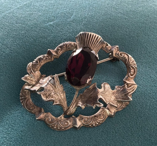 Stirling silver thistle brooch - stirling,