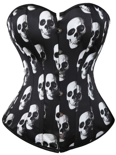 Womens skull print corset - print,