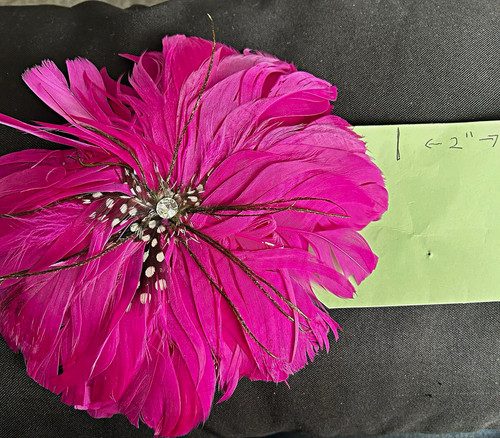 Pink feather flower brooch - feather,