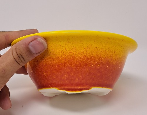 Bonsai pot ceramic - ceramic, yellow