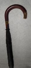 Vintage Gents Brigg  Umbrella Leather Clad Crook Handle Yellow Metal End  Collar