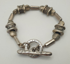 Silver Tone Danon Bracelet Vintage Chunky Bead 20cm Long Ethnic Boho Style