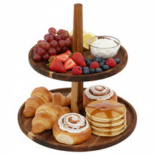 2 Tier Acacia Wood Cake Stand