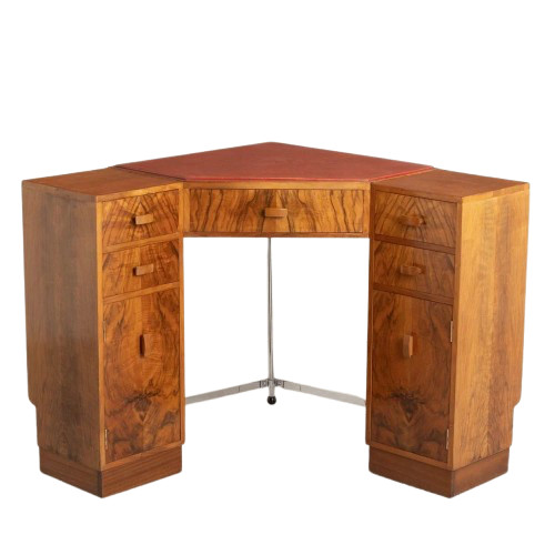 Art deco pedestal corner desk - pedestal,