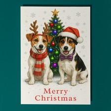 Jack Russell Dogs Merry Christmas Premium Card & Envelope - Personalised card