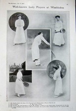 Old antique print 1907 tennis - print,