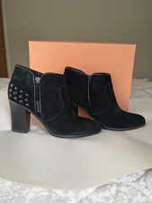 Women's Ankle Boots Size 5 Black Suede Jewel Detail Goth or Steam Punk Style