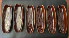 Set of 6 Vintage Brown Glazed