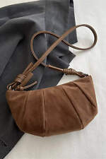 Suede Croissant Shoulder Bag Small Velvet Polyester Zip Strap Handbag 25.5cm