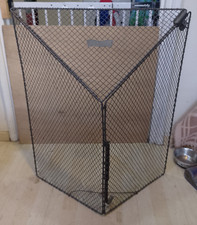 Vintage 3 sided Small Folding Mesh Brass Frame Metal Fire Guard Fireplace Screen