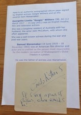 GOOGIE WITHERS/SAMUEL WANAMAKER Signatures Autographs on 5.5"x5" Album Page