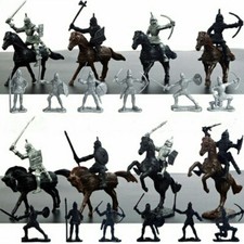 28Pc/Set Medieval Knights Warriors Horses Kids Toy Figures Static Model Playset