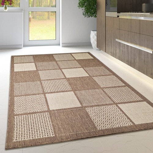 Brown check rug - flat, non