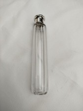 Tall Glass Vanity Jar with Screw Silver Top.